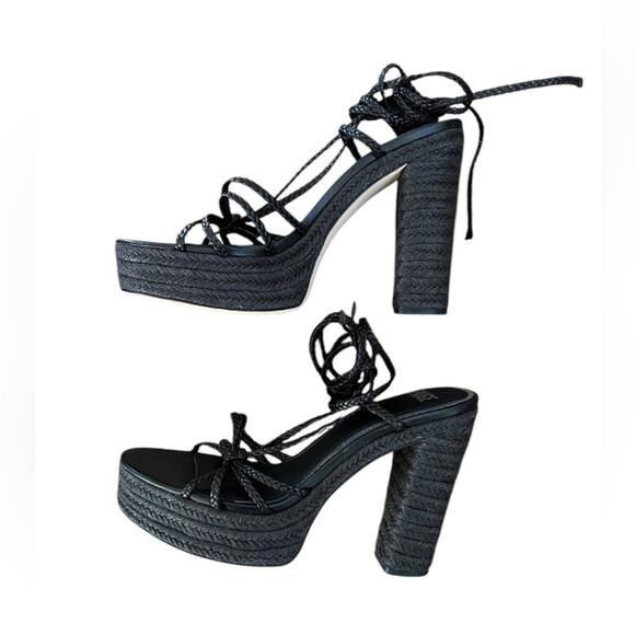 *NWOT Paige Carson Braided Ankle-Wrap Platform Espadrilles - Sz 10 - Picture 5 of 10